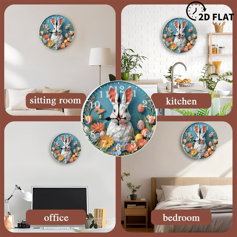 Horloge murale en bois 10 po, mouvement silencieux, à piles (piles AA non incluses), décor artistique, parfait pour les décorations