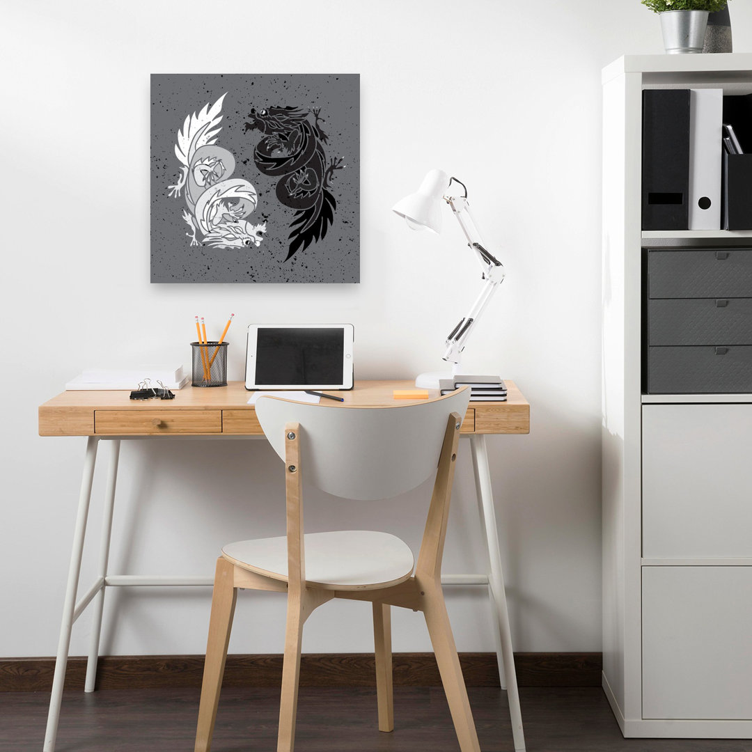 Yin Yang Dragons Contemporary Wall Art Print