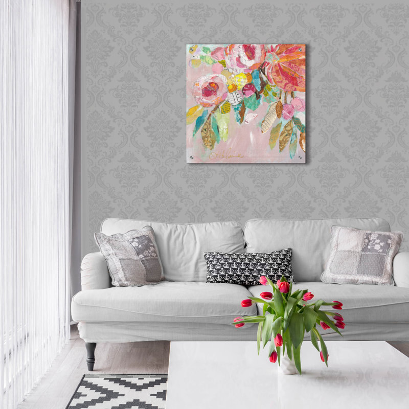 «Dream Floral 1» par St. Hilaire Elizabeth, art mural en verre acrylique, 24 po x 24 po, H 24 po x l 24 po x P 0,2 po