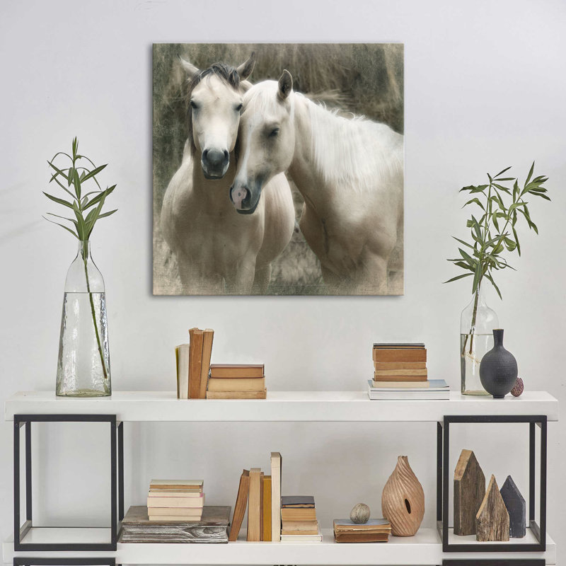 "Horses The Heart" par Rhonda Addison, reproduction sur toile, H 18 po x l 18 po x P 1 po