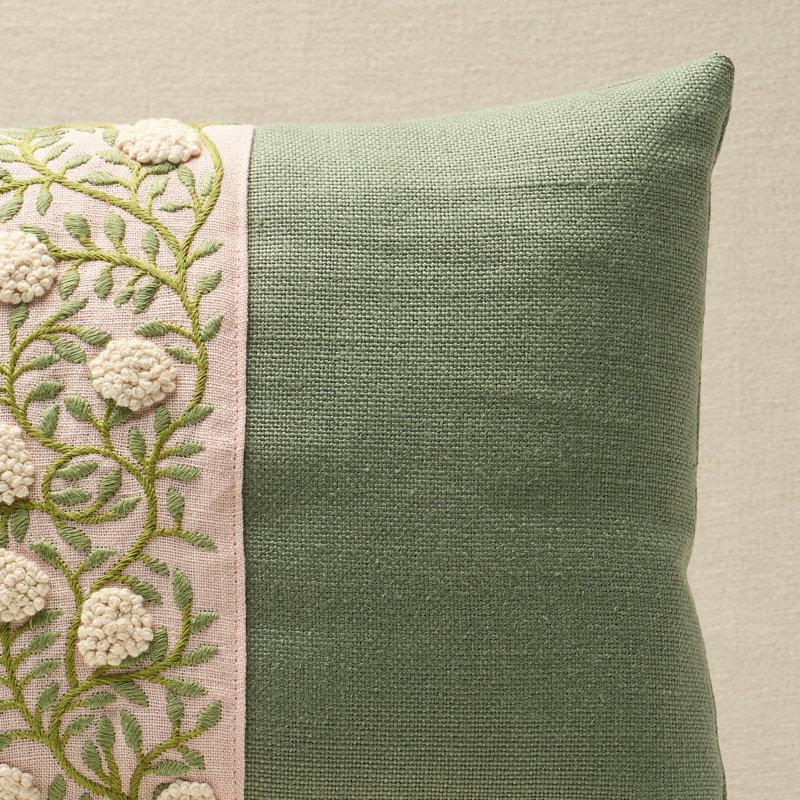 Ashoka Lumbar Pillow, Leaf/Blush Floral