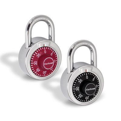 Kwikset Combination Dial Padlock, 3-Digit, 2 in Body, 2 Pack, Black