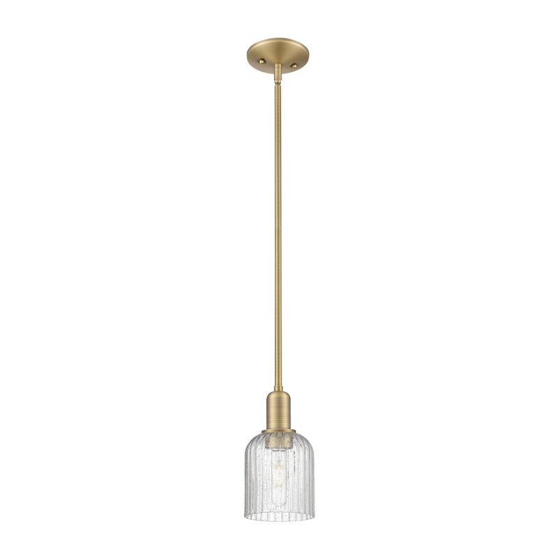 Downtown Urban - Voile de mariée - Mini-luminaire suspendu 1 tige, H 9,63 po x l 5 po x P 5 po, Grainé, Laiton brossé