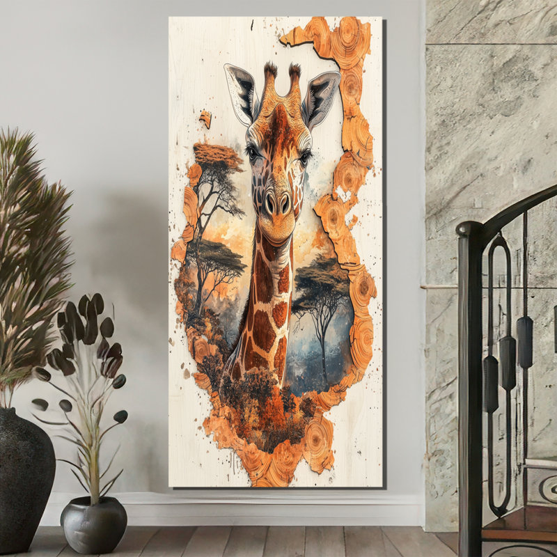 Gerafe girafe doux géant d'Afrique - impressions sur toile girafe, H 60 po x l 28 po, Toile tendue, Ne s’applique pas