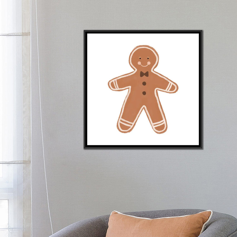 Reproduction d’art, "Gingerbread Man" par Orara studio, H 26 po x l 26 po x P 1,5 po, Toile avec cadre noir, Pas de tapis
