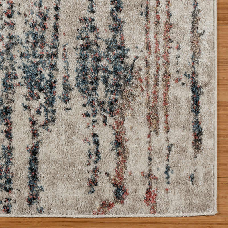 Ivory and Multicolor Tufted Synthetic Area Rug 8'9" x 13'