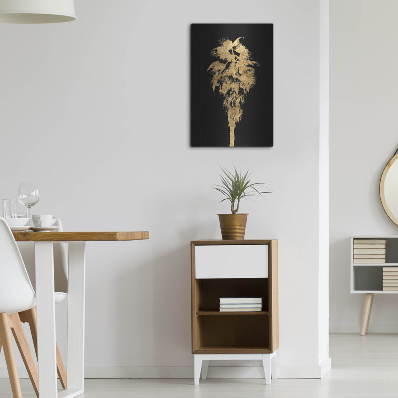  «Golden Palm Tree 1» par Alonzo Saunders, art mural en métal, 16 po x 24 po