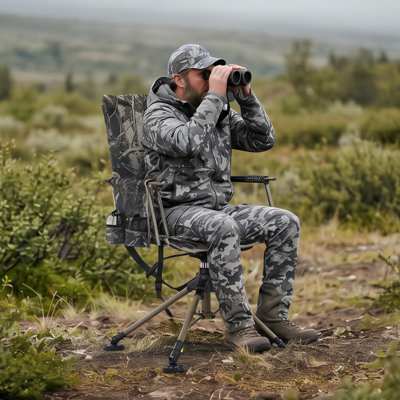 Chaise de chasse pliante camouflage - Cadre robuste en acier inoxydable, chaise d'extérieur portable, siège léger et confortable, conception facile à transporter, idéale pour la chasse et le camping : Sports et loisirs de plein air