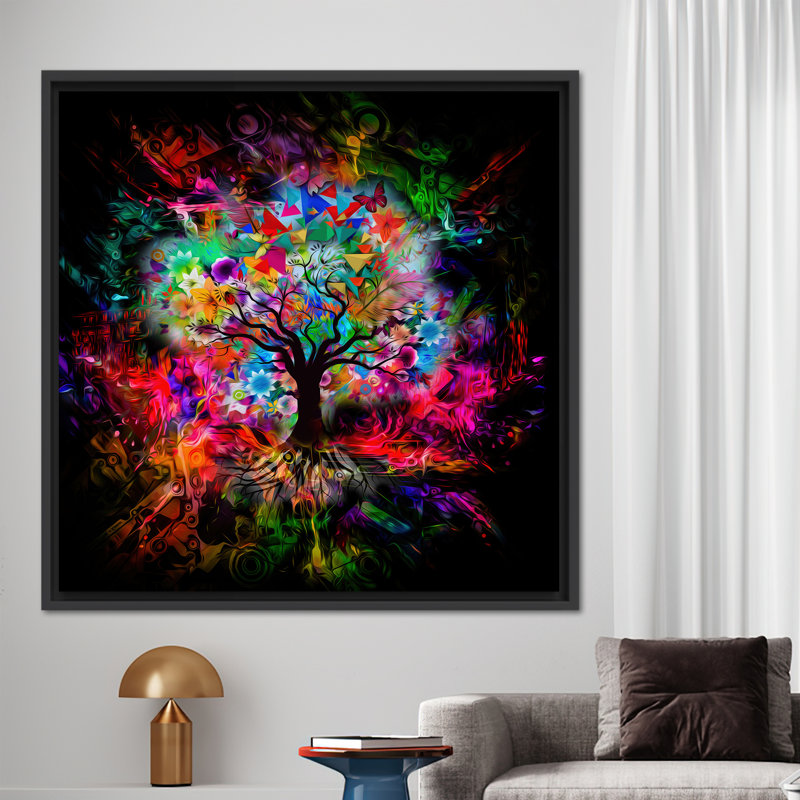 «Vibrant Oversized Tree of Life», art mural abstrait sur grande toile - idée cadeau tendance, Noir, noir, noir, noir