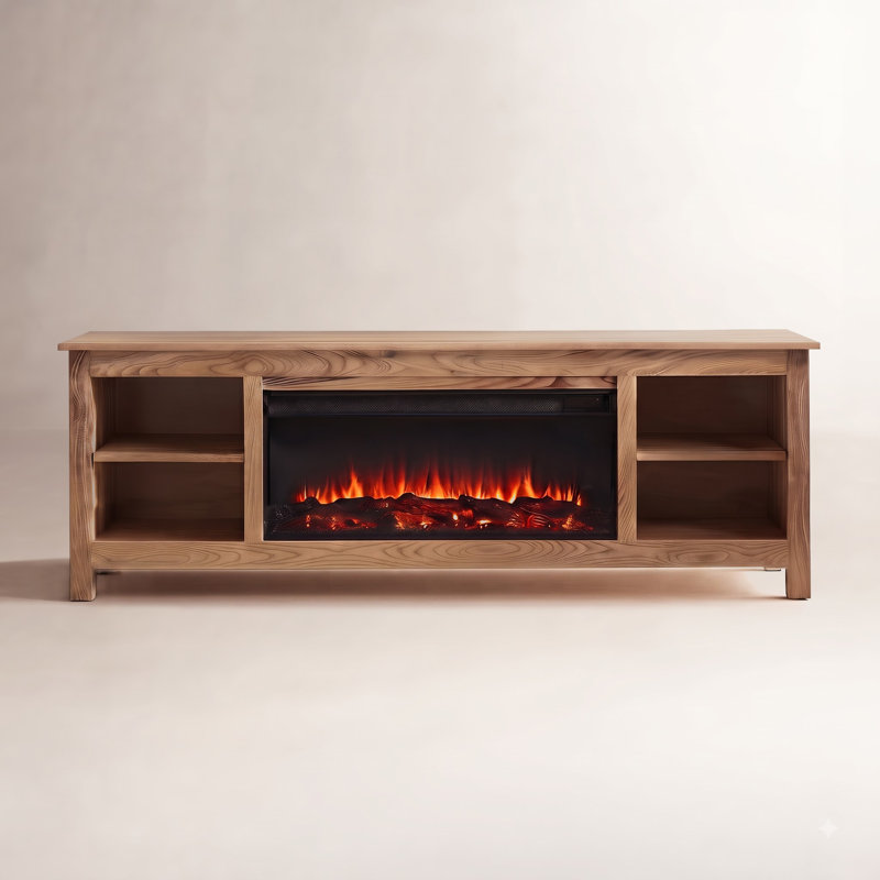 Charley 84" Electric Fireplace TV Stand, Caramel cendré