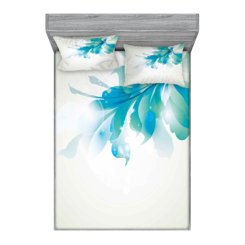 Microfiber Floral Sheet Set, Queen Sheet Set + Fitted Sheet + 2 Pillowcases