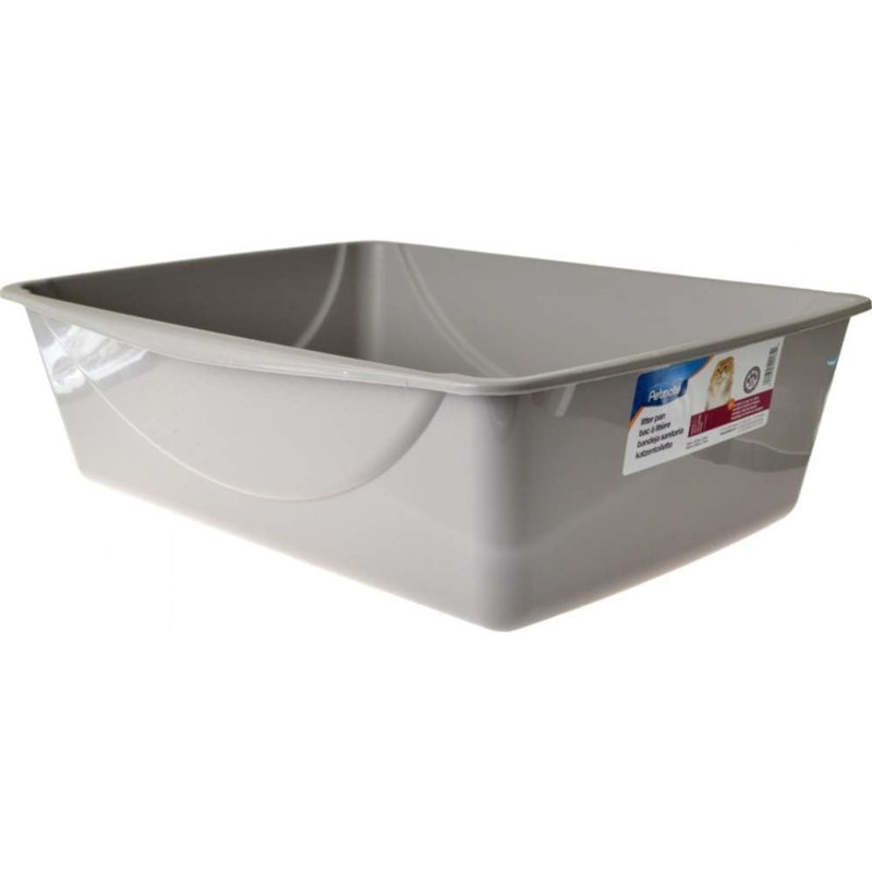 Litière pour chat ouverte; Grande boîte standard durable et antiadhésive pour litière, grise, idéale pour les petits et grands chats Facile à nettoyer; Fabriqué aux États-Unis