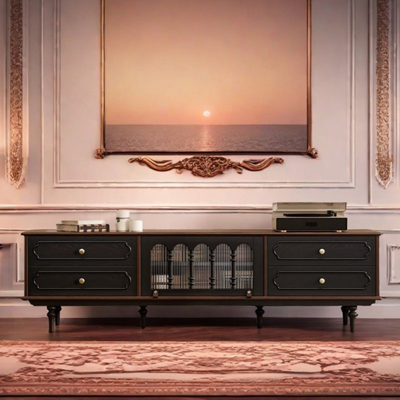 Meuble télé en bois massif de style français rétro, 94.48"