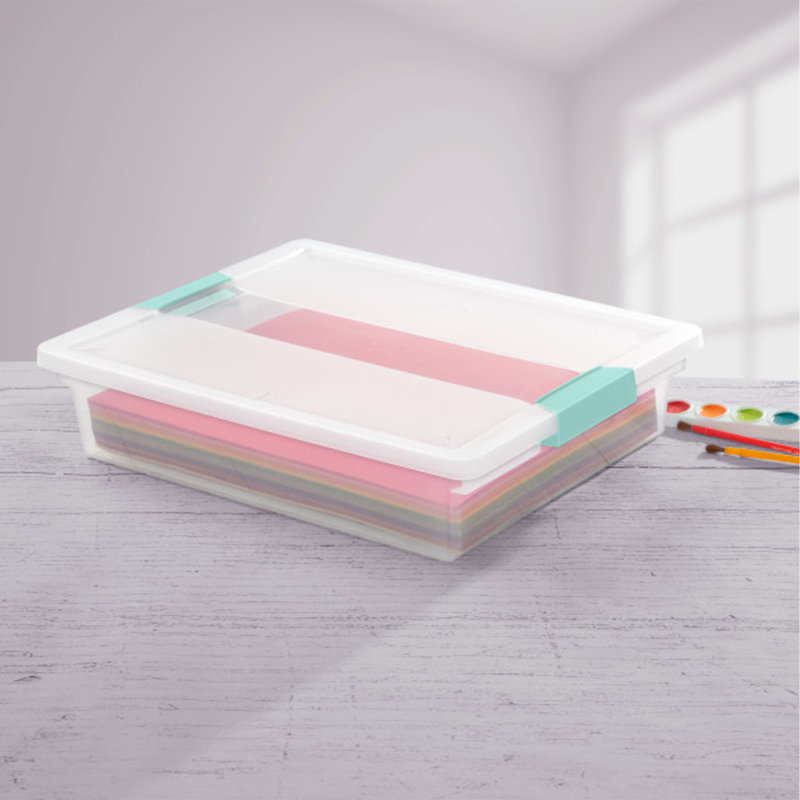 Sterilite Plastic Stackable Storage Bin w/Clear Latch Lid, 6, 5.7 quarts