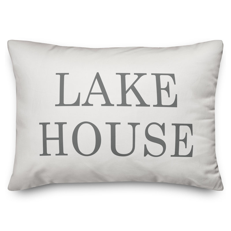 Housse et insert de coussin rectangulaire d'extérieur Lake House, Blanc / gris