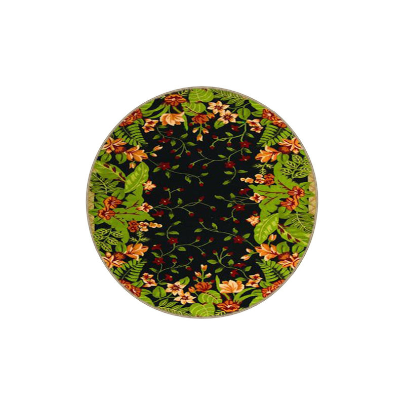 Green Leaf Patterned Woven Base Rug, Rectangle 4'7" x 6'7" Rug Pad Included