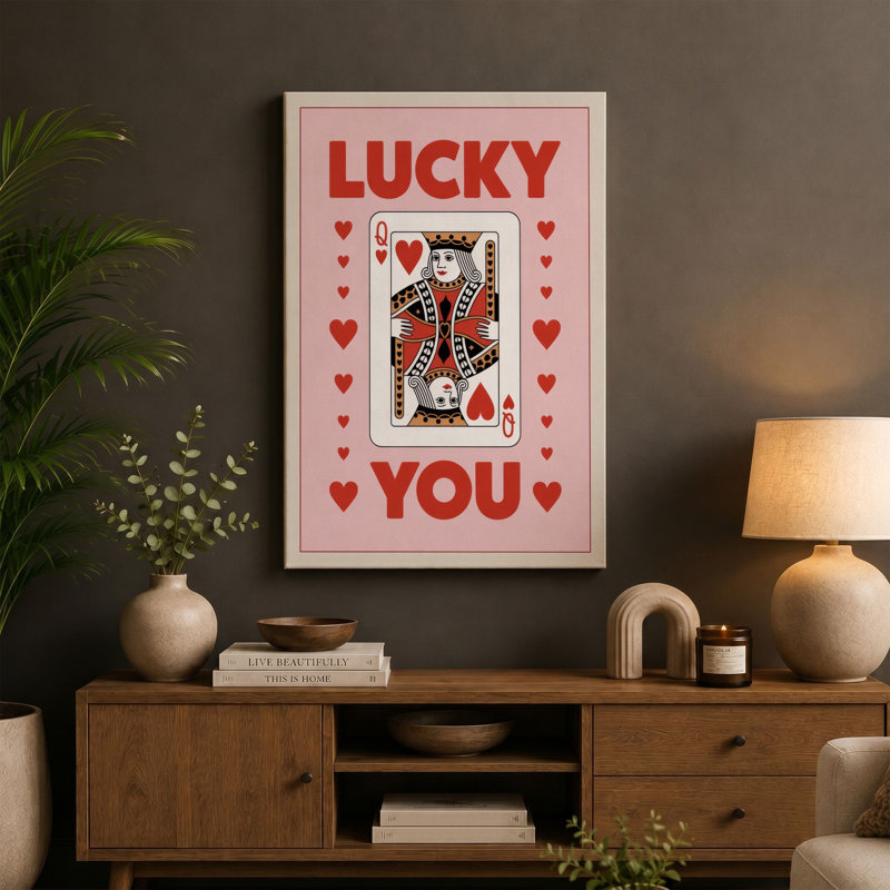 Lucky You Retro - Wrapped Canvas, 36x24 - 91.4 x 61.0 cm, Ochre Border