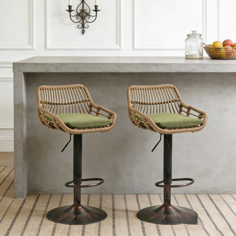 Modern Swivel Bar Stools Set, Green
