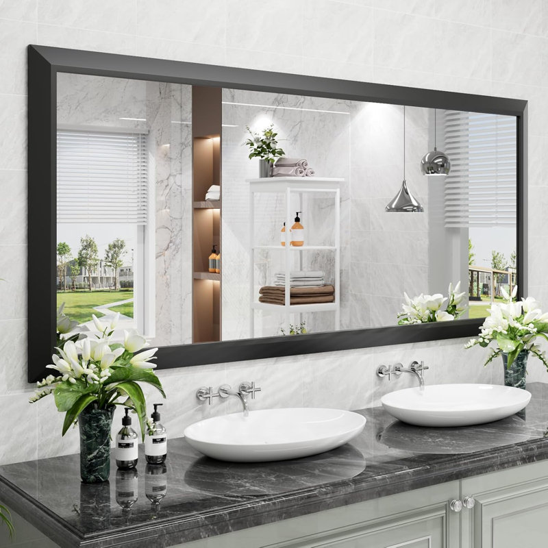 Lunara Belveled Edged Accent Rectangular Bathroom Wall Mirror with Tempered Glass & Rust-proof Aluminimn Framed, 40" x 32"