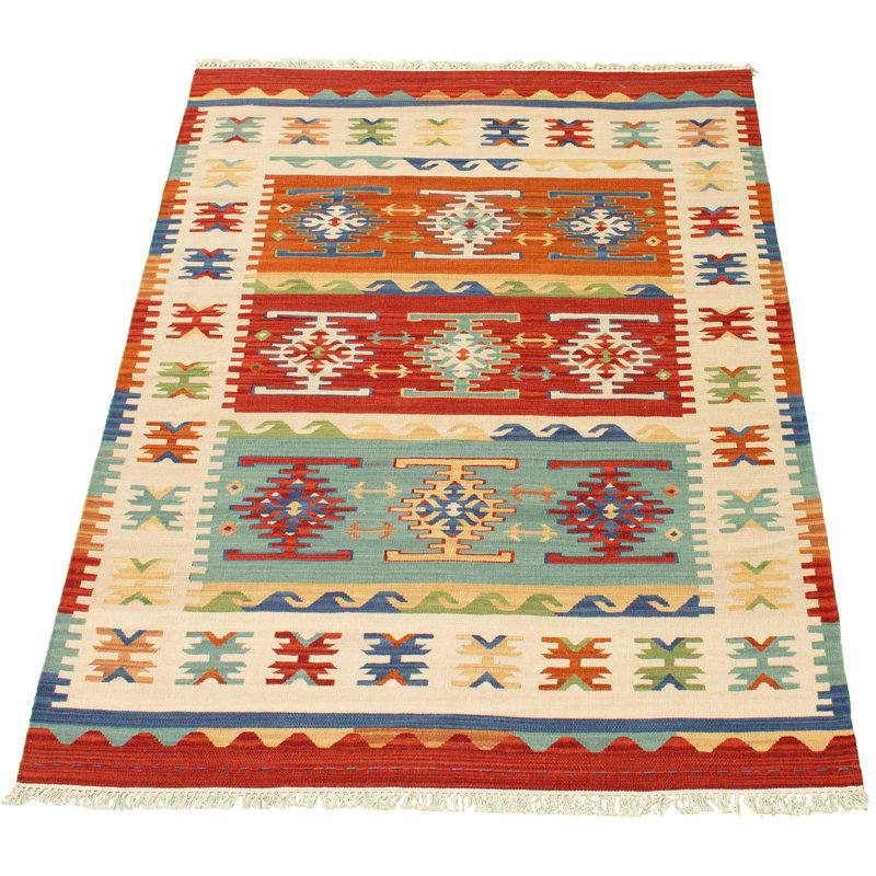 Tapis crème en laine fabriqué à la main de style sud-ouest Sebbie