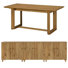 69" Farmhouse Trestle Base Dining Table With 3-In-1 Sideboard Buffet Cabinet Set