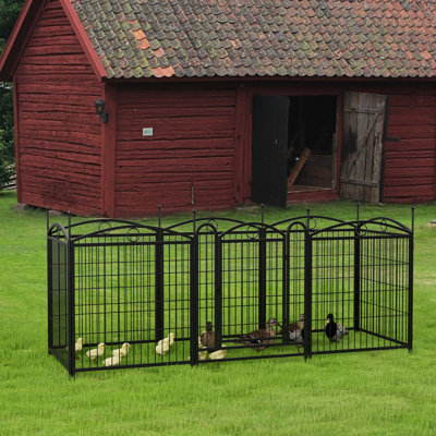 8 Panels Heavy Duty 32 Inch Metal Dog Playpen - Fence With Doors Foldable Indoor Outdoor Exercise Pen For All Sized Dogs Pet Large Medium Small Use