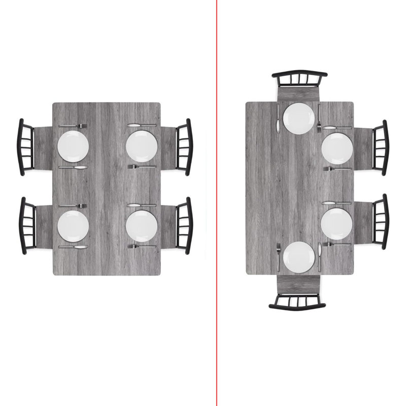 Gray Metal and Wood 5-Piece Rectangular Dining Set with 4 Chairs