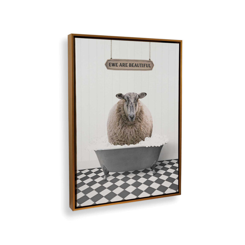 «Ewe Are Beautiful» par lettrage et reproduction d'art, Toile avec cadre, L 18 po x H 24 po, Gold