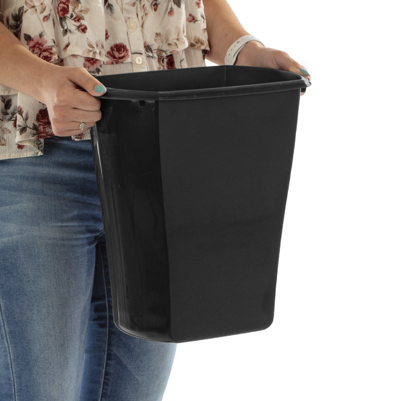 Petite poubelle rectangulaire pour salle de bain, chambre à coucher, dortoir ou bureau, Noir, 3