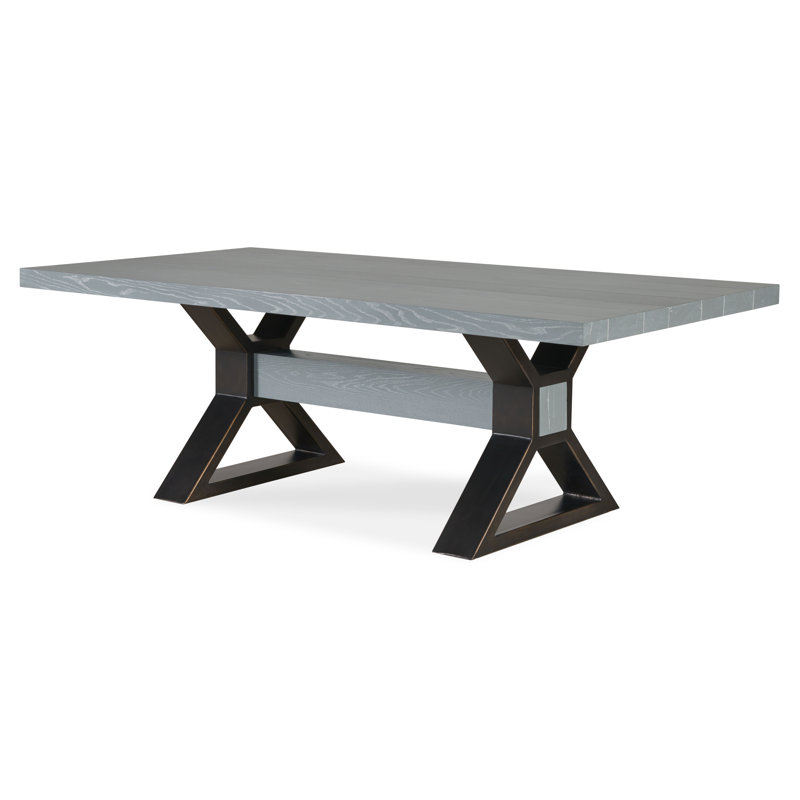 Open Sky Solid Oak Dining Table, Gray, 30" H x 120" L x 46" W