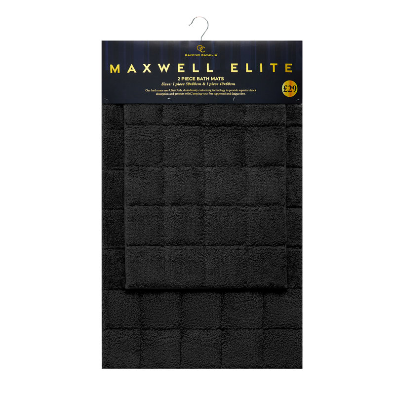 Microfiber / Microsuede Bath Mat, BLACK Geometric