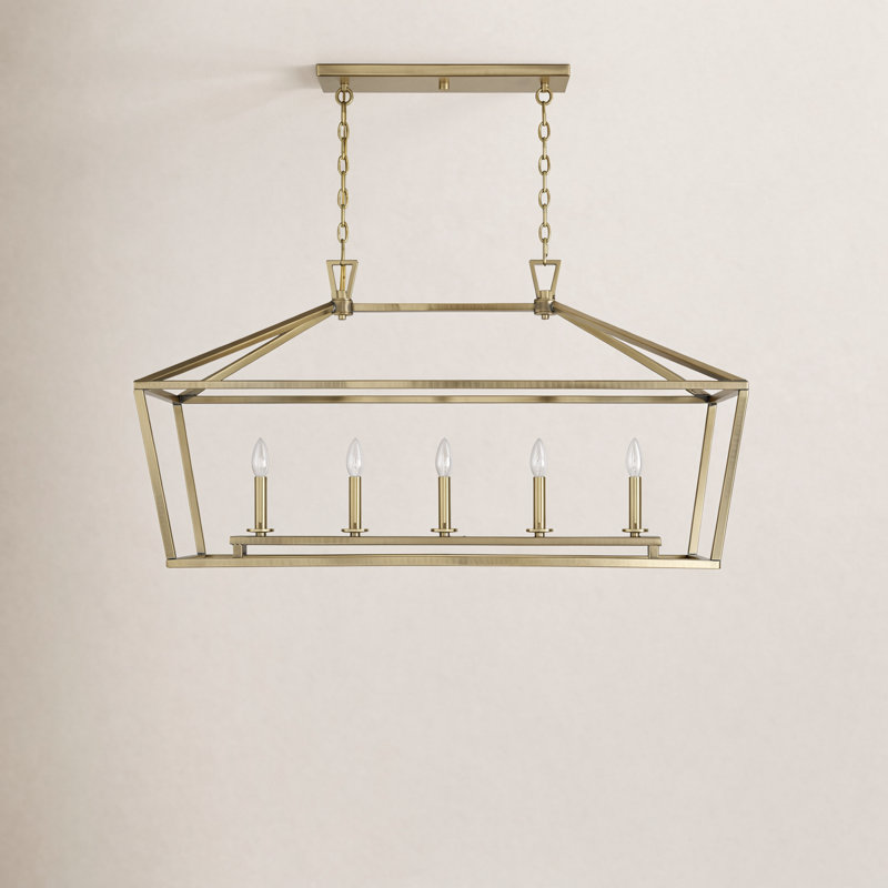Hastings 5-Light Dimmable Linear Pendant, Warm Brass, 23.5" H x 44" W x 16" D