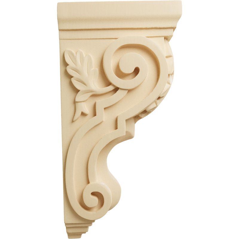 5"W x 7"D x 14"H Large Traditional Acanthus Corbel, Maple, Hard Maple
