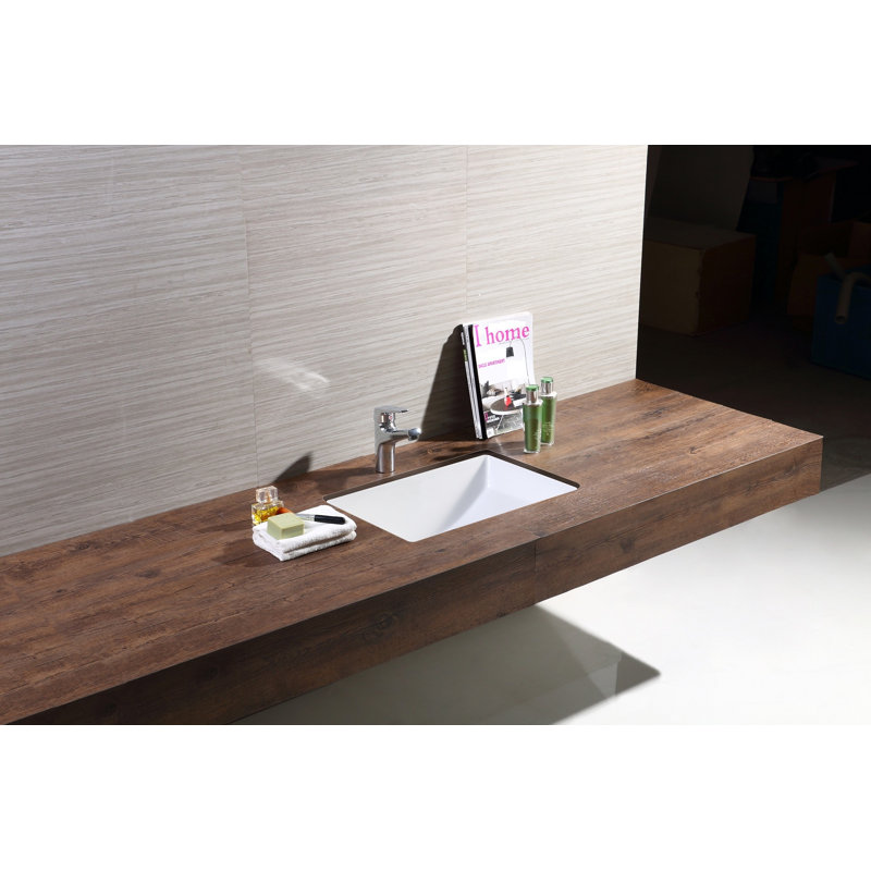 Kingsman Hardware 15.5 " Ceramic Square Bathroom Sink and Overflow Hole