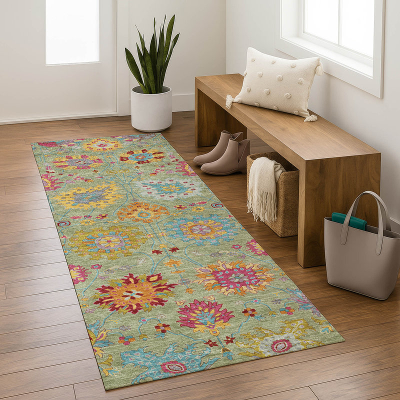 Tapis damassé de qualité supérieure Mayfield AMF2288, Aloès, 2'3" x 7'6" Runner
