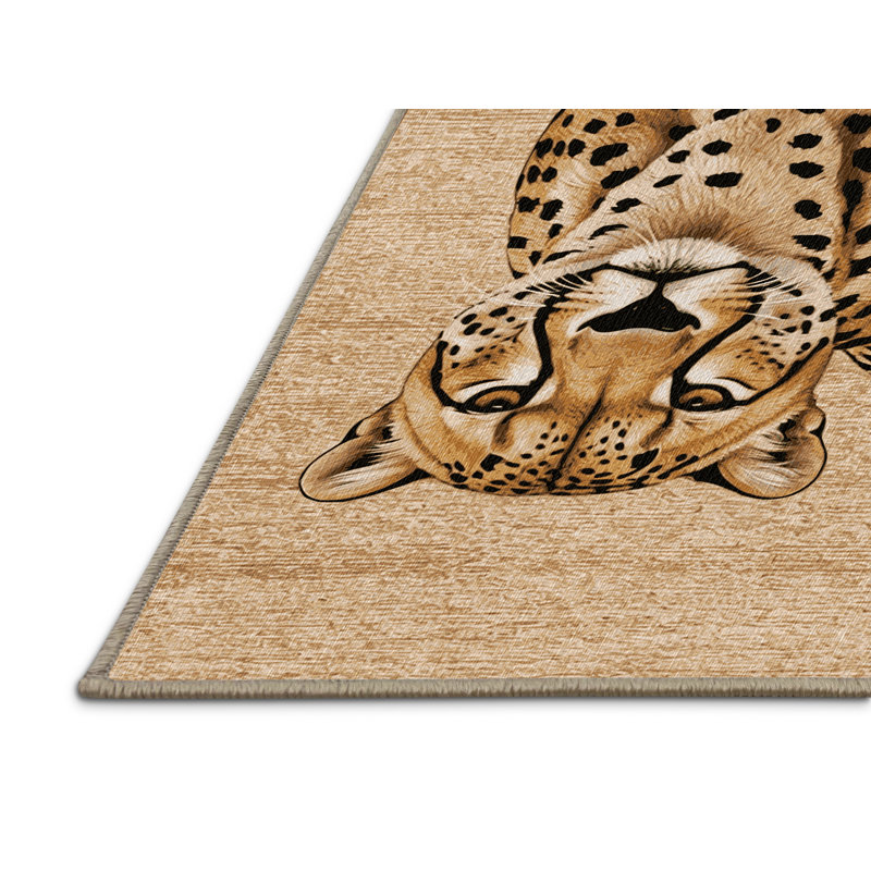 Washable South African Cheetah Big Cats Area Rug, Square 6'