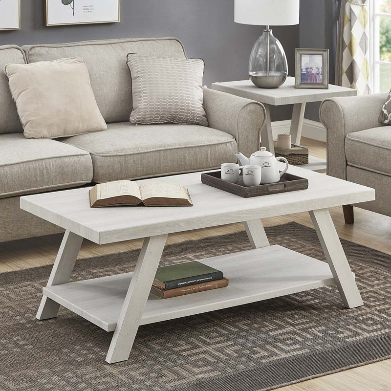 Table basse avec plateau ouvert Athens, Bois naturel, Bois naturel