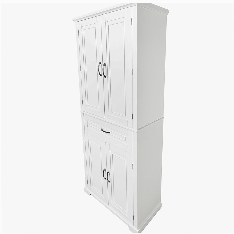 Armoire de rangement pour salle de bain avec portes et tiroir, espace de rangement multiple, tablette réglable, blanc