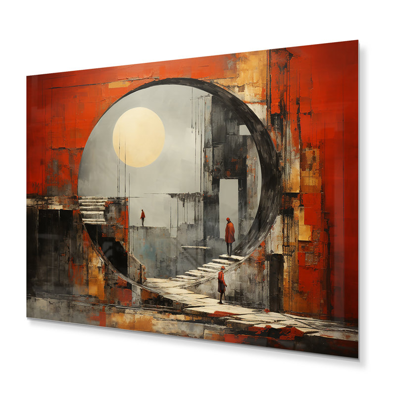 Tunnel orange orange sur fond gris, H 12 po x l 20 po x P 1 po