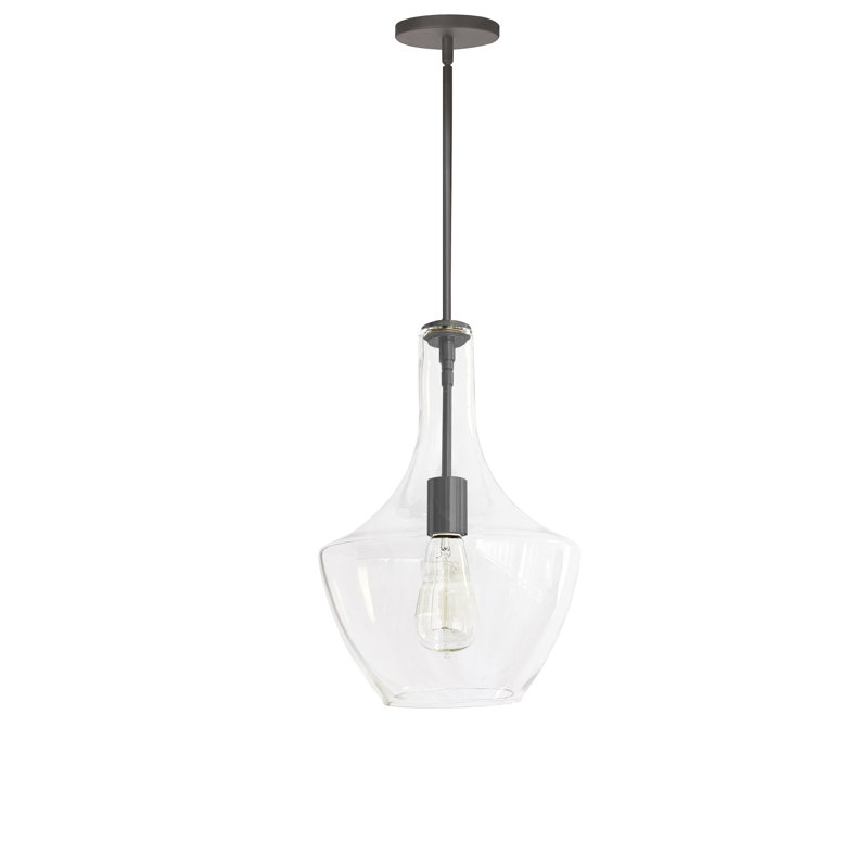 Petalite 1 Light Single Schoolhouse Pendant, Matte Black