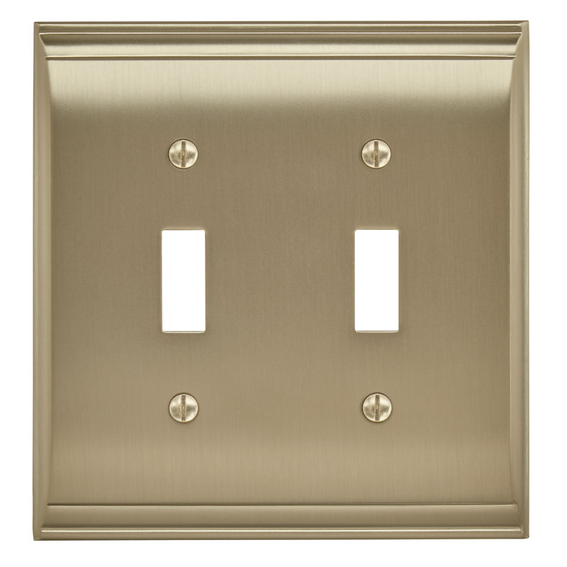 Candler 2-Gang Toggle Light Switch Wall Plate, Golden Champagne