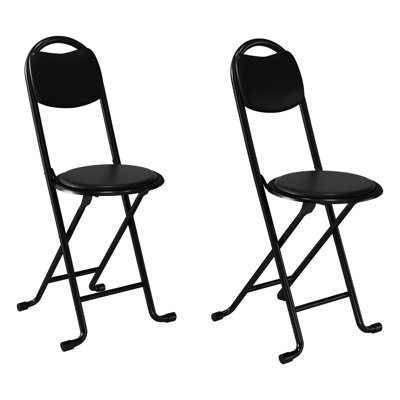 2 sièges compacts pliables avec dossier, rembourrés pour le confort, idéaux pour différentes occasions - portables et légers, tubes en métal, équilibre des pieds en X, barre repose-pieds, rangement facile à nettoyer, rangement à plat, 17 po