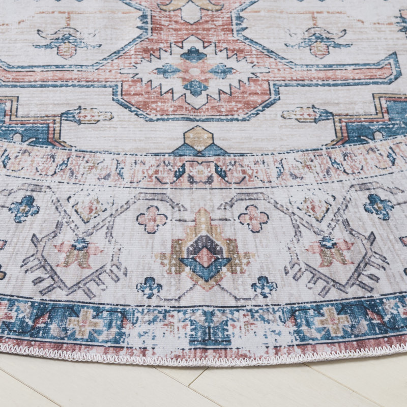 Elephus Machine Washable Performance Oriental Rug, Round 6'