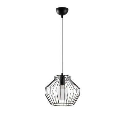 Industrial Style Chandelier, Black Metal Body, 25 x 25 cm (9.8 x 9.8 inches) | Adjustable Height Up to 45.7 inches | E27 Socket (Max 40W) | Perfect for Modern Living Room, Dining Room, or Kitchen Decor
