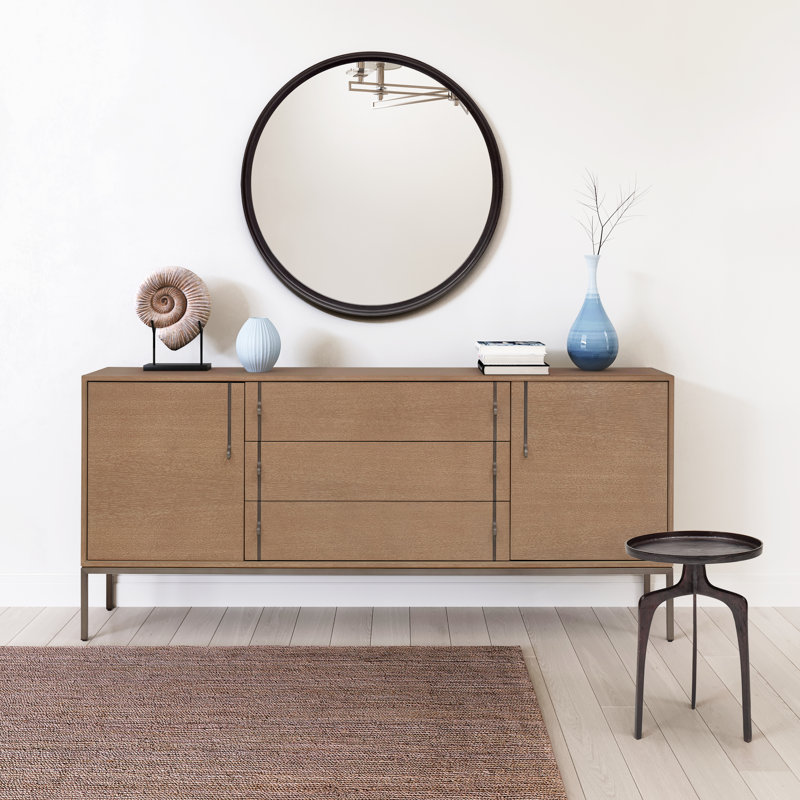 Samar Round Mirror, 39" H x 39" W, Raw Bronze