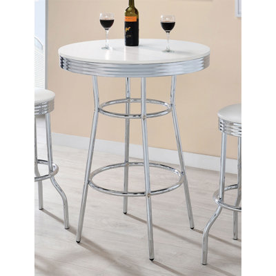 Table de bar ronde blanche et brillante Werner