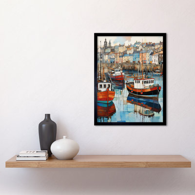 Newlyn Harbour Trawler Boats Promenade - Single Picture Frame Print