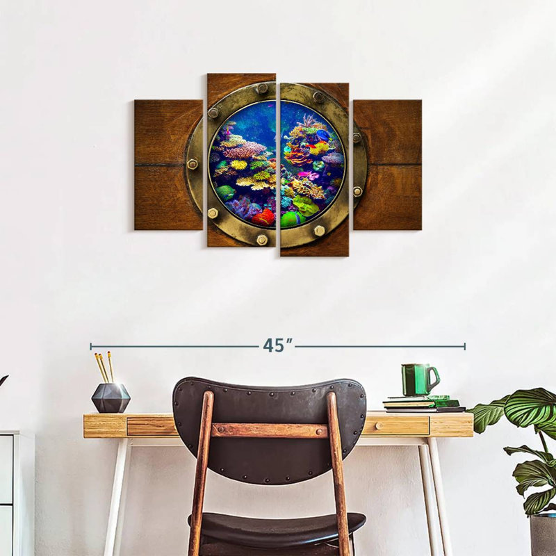 Impression sur toile sous-marine avec hublot sous-marin, H 36 po x l 22 po x P 1 po