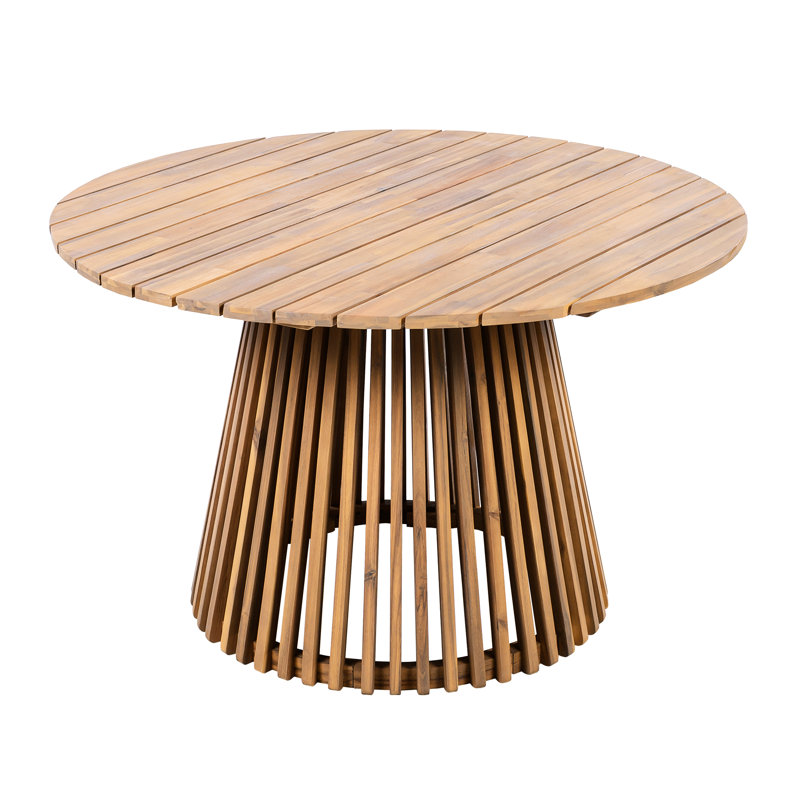 Table de salle à manger ronde en bois 48,49 pouces avec charme rustique d'apparence, construction stable, utilisation polyvalente dans le patio pour la cour et le balcon