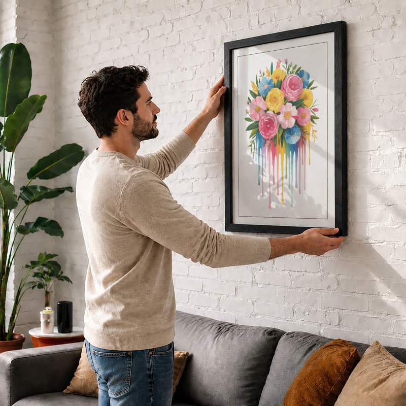Blooming Cascade Botanical - Framed Print, A4 - 29.7 x 21.0 cm, Oak